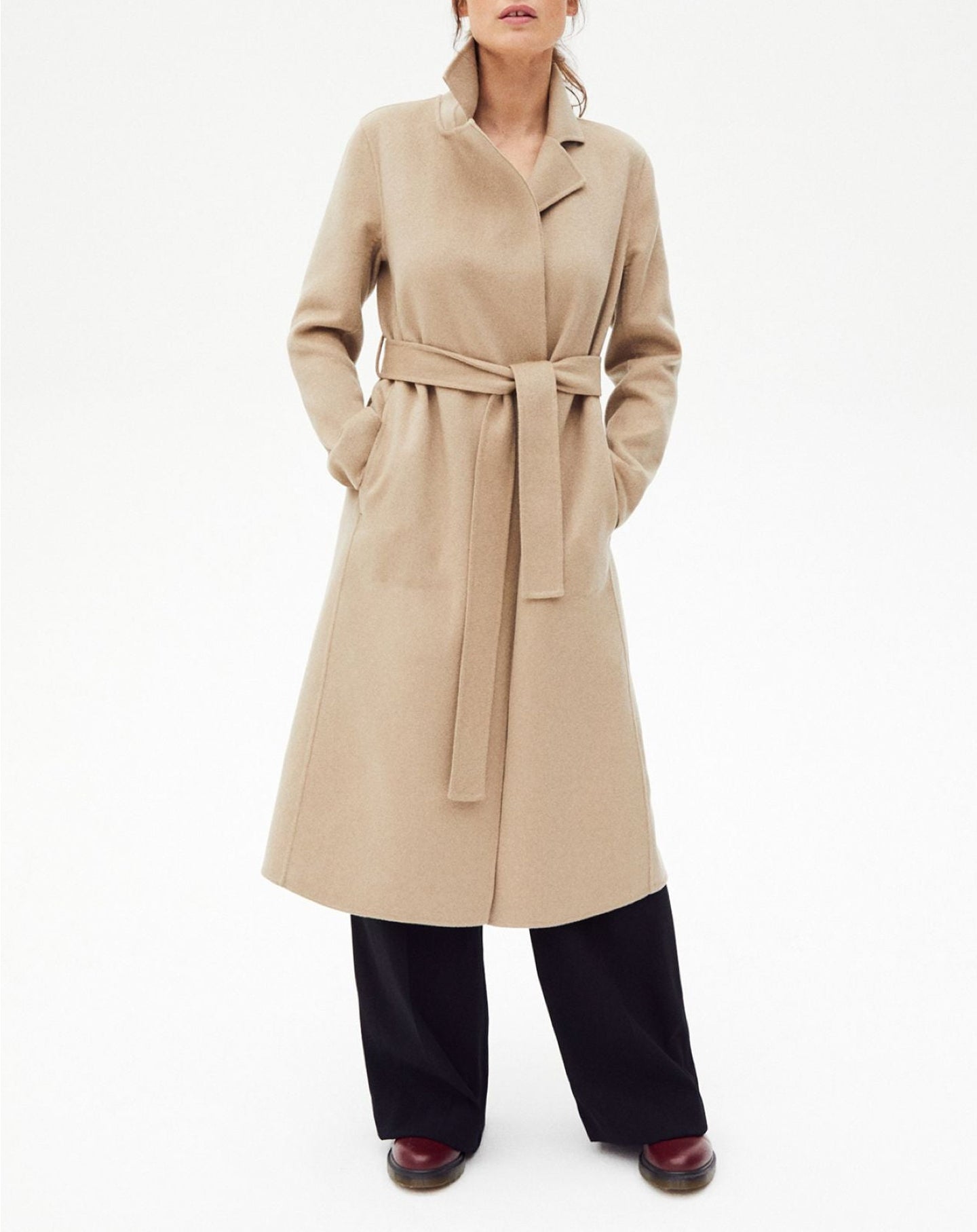 Double-sided coat with tailored cashmere collar - Coriandre