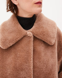 Manteau à col large en laine - Camel