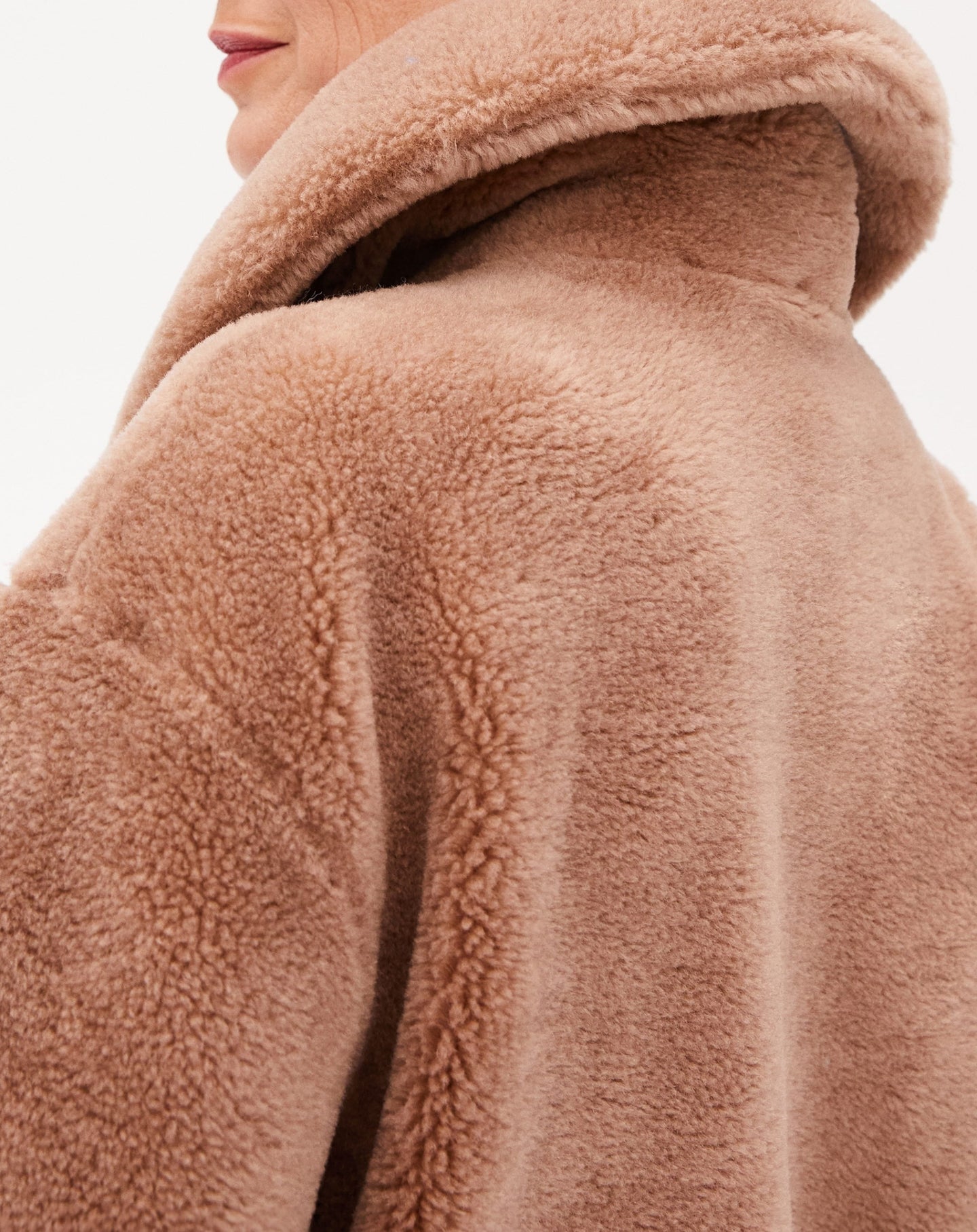 Manteau à col large en laine - Camel