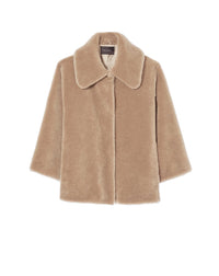 Manteau à col large en laine - Camel