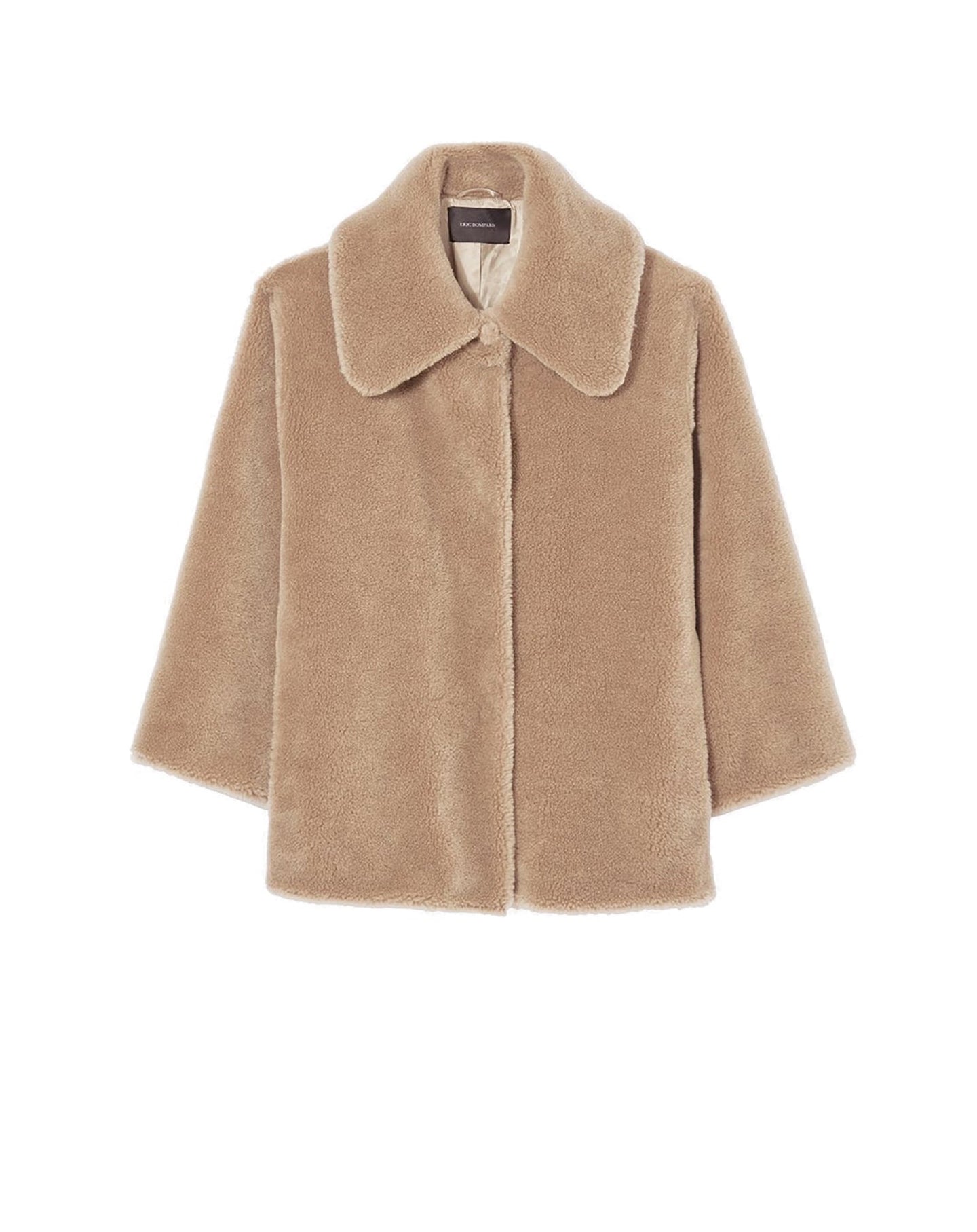 Manteau à col large en laine - Camel