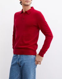 Cashmere button polo shirt - Petrole