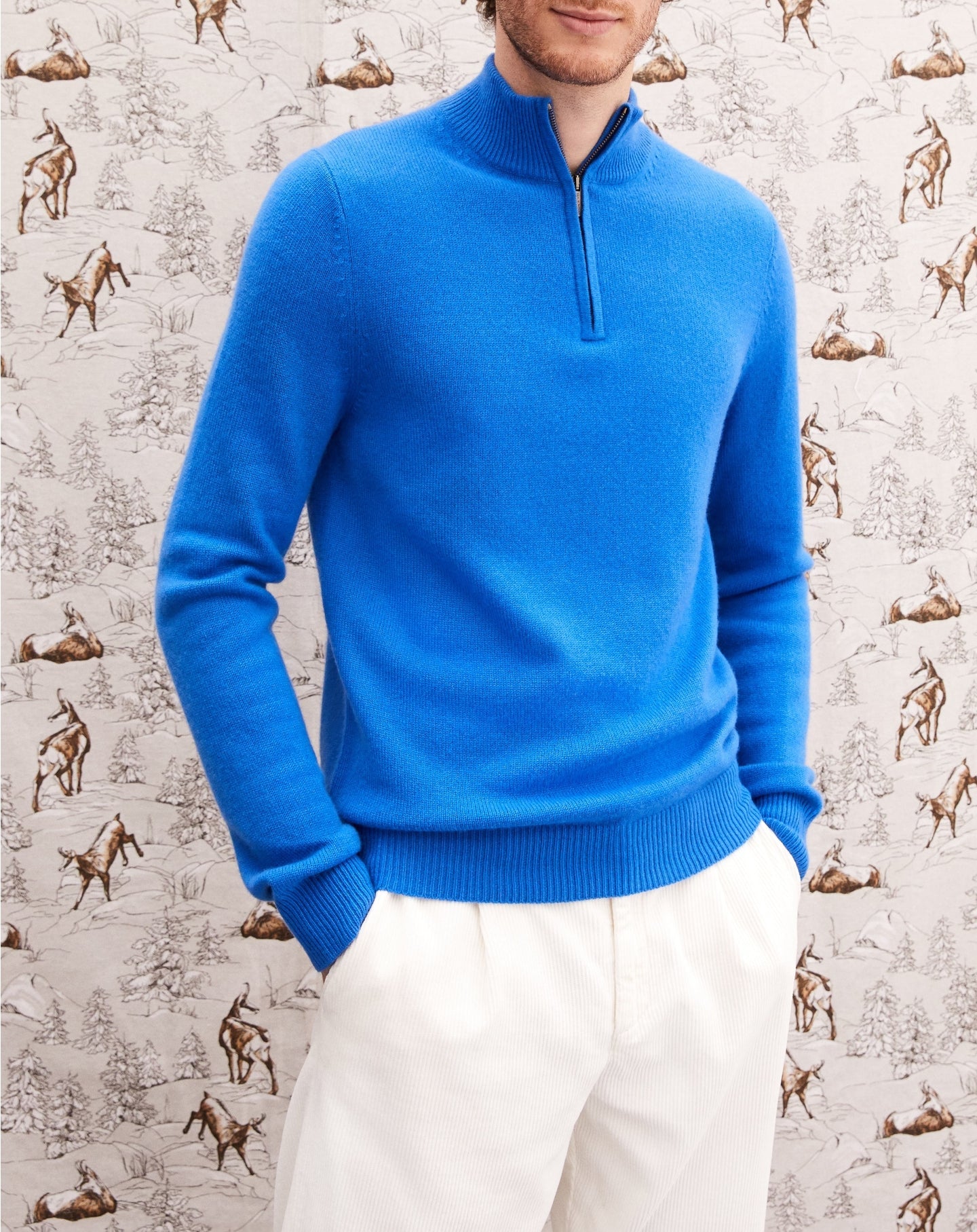 Cashmere trucker jumper - Cobalt