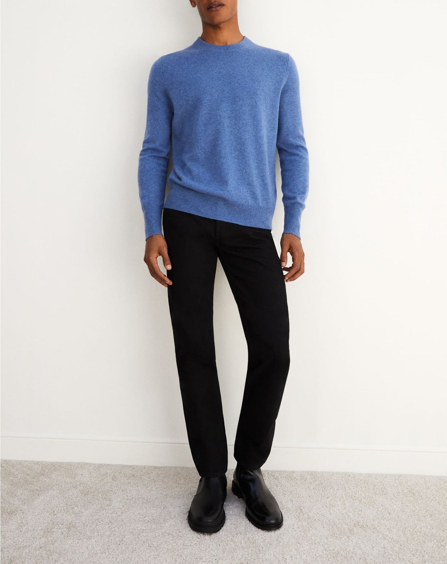 Classic cashmere crew neck jumper - Aegean Blue