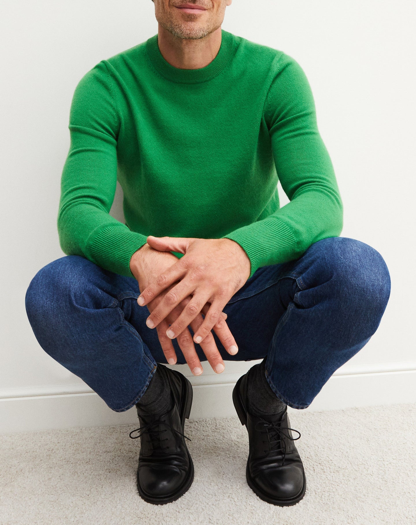 Classic cashmere crew neck jumper - Peridot