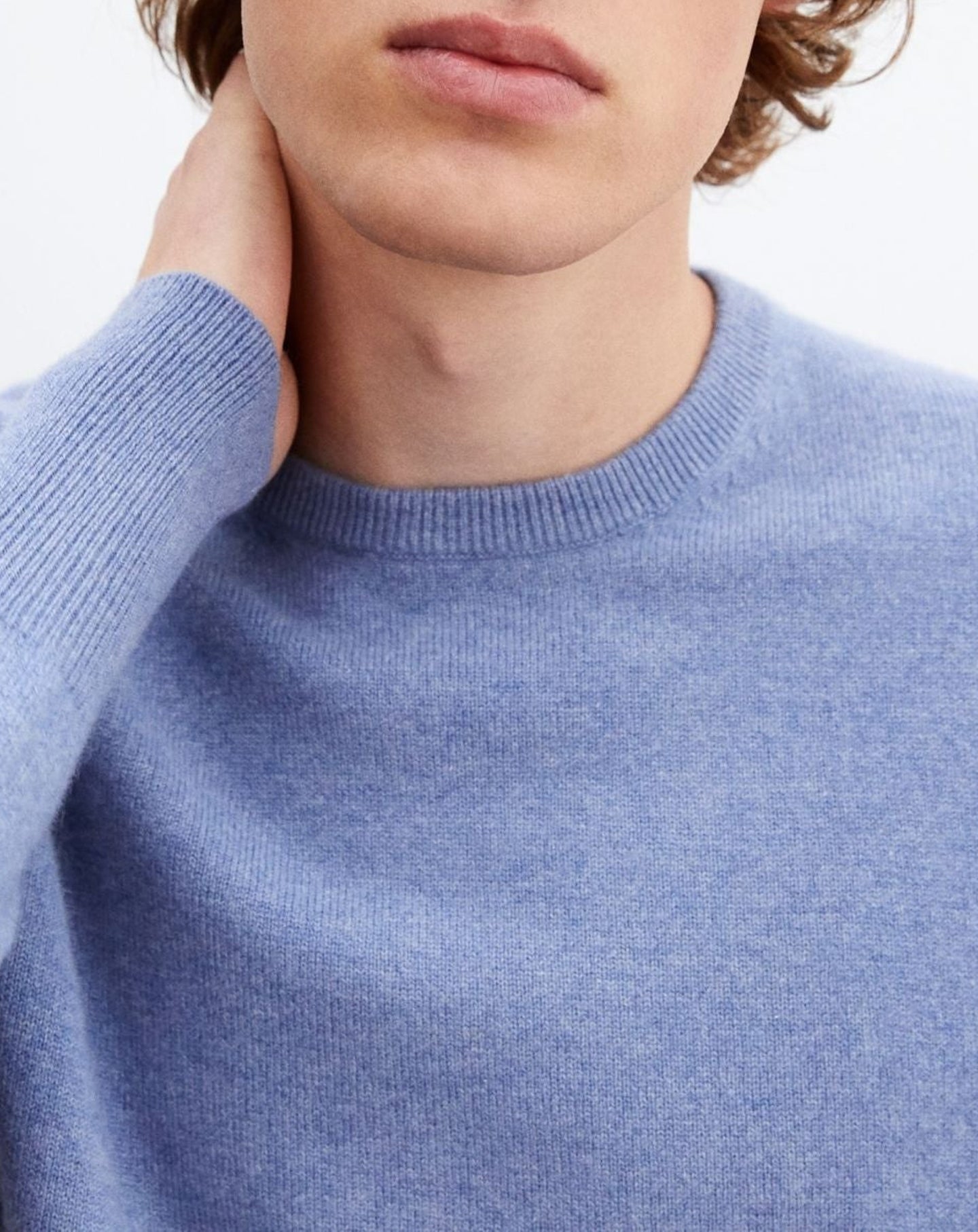 Pull ras de cou classique en cachemire - Denim
