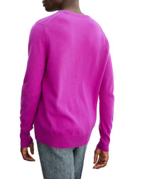 Pull ras de cou classique en cachemire - Fuchsia