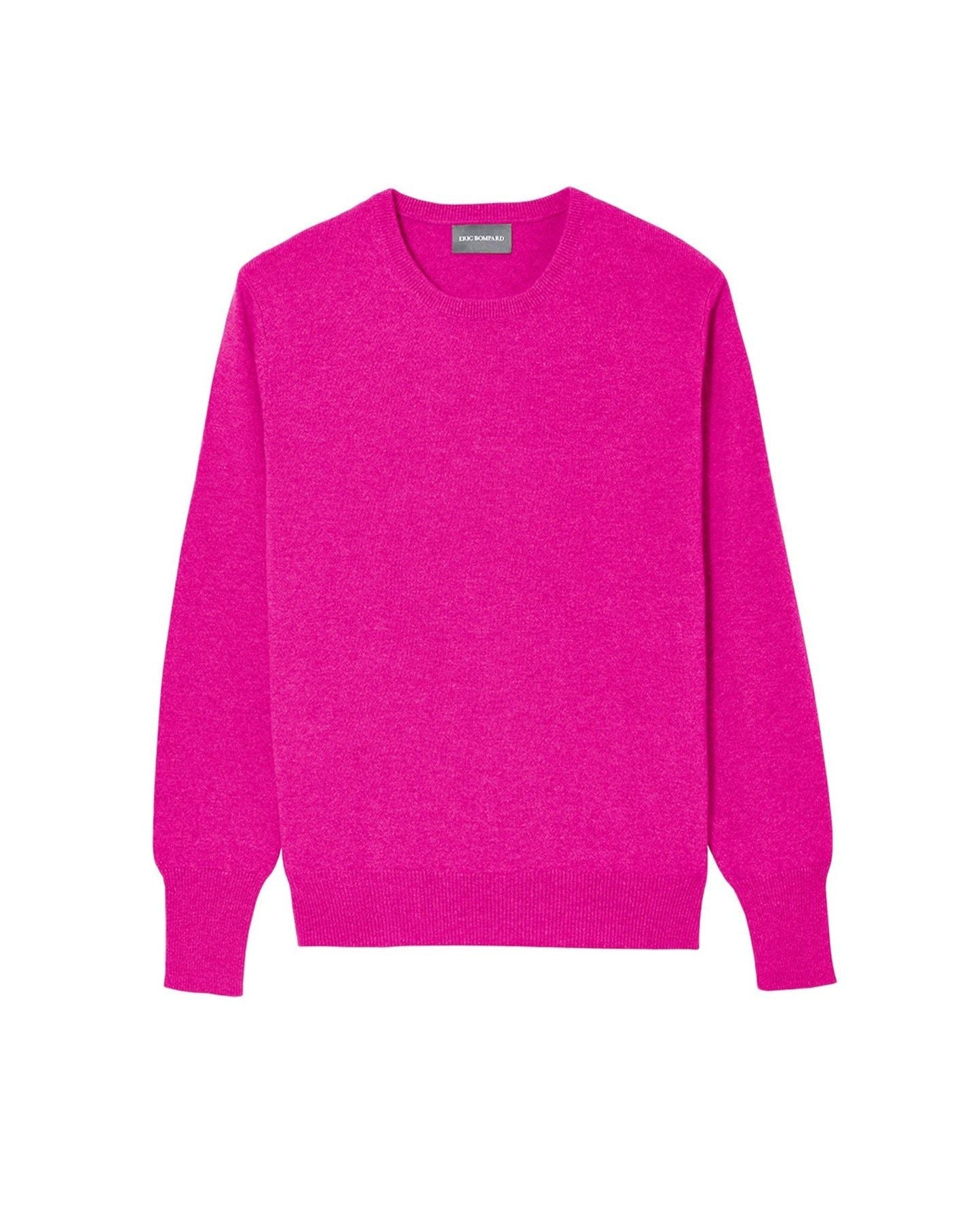Pull ras de cou classique en cachemire - Fuchsia