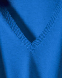 Cotton V-neck jumper - Bleu De France
