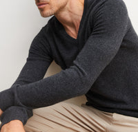 Pull à col V ajusté en cachemire - Anthracite