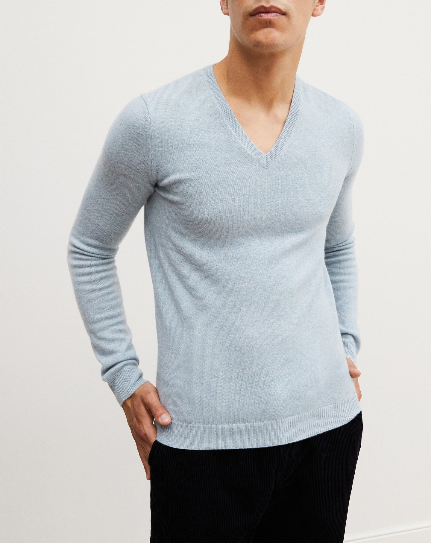 Pull V ajusté en cachemire - Jean