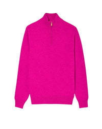 Cashmere trucker-neck jumper - Fuchsia