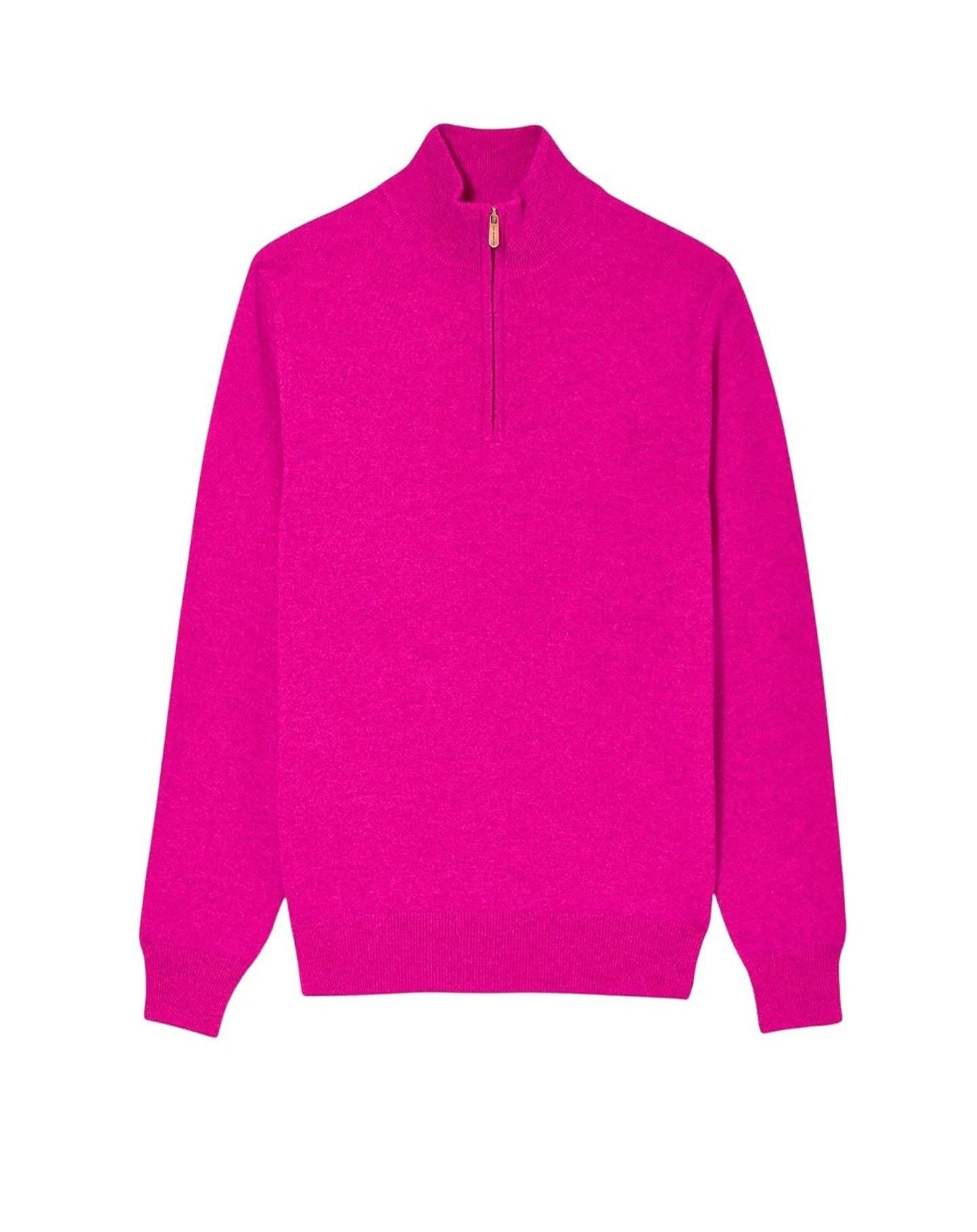 Cashmere trucker-neck jumper - Fuchsia