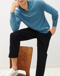 Cashmere trucker-neck jumper - Egyptian blue