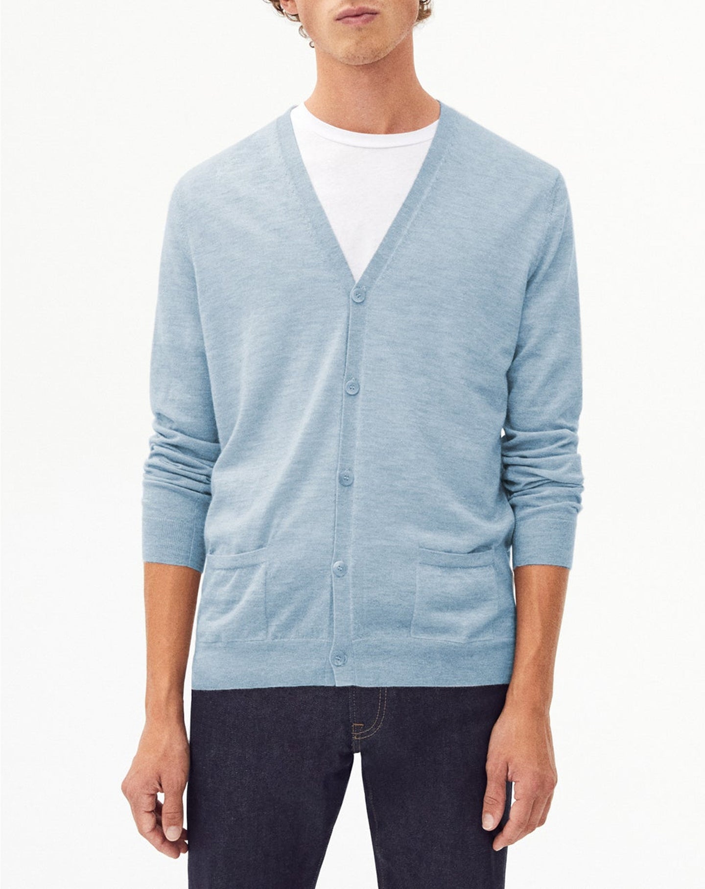 Ultra-thin cashmere cardigan with pockets - Kale