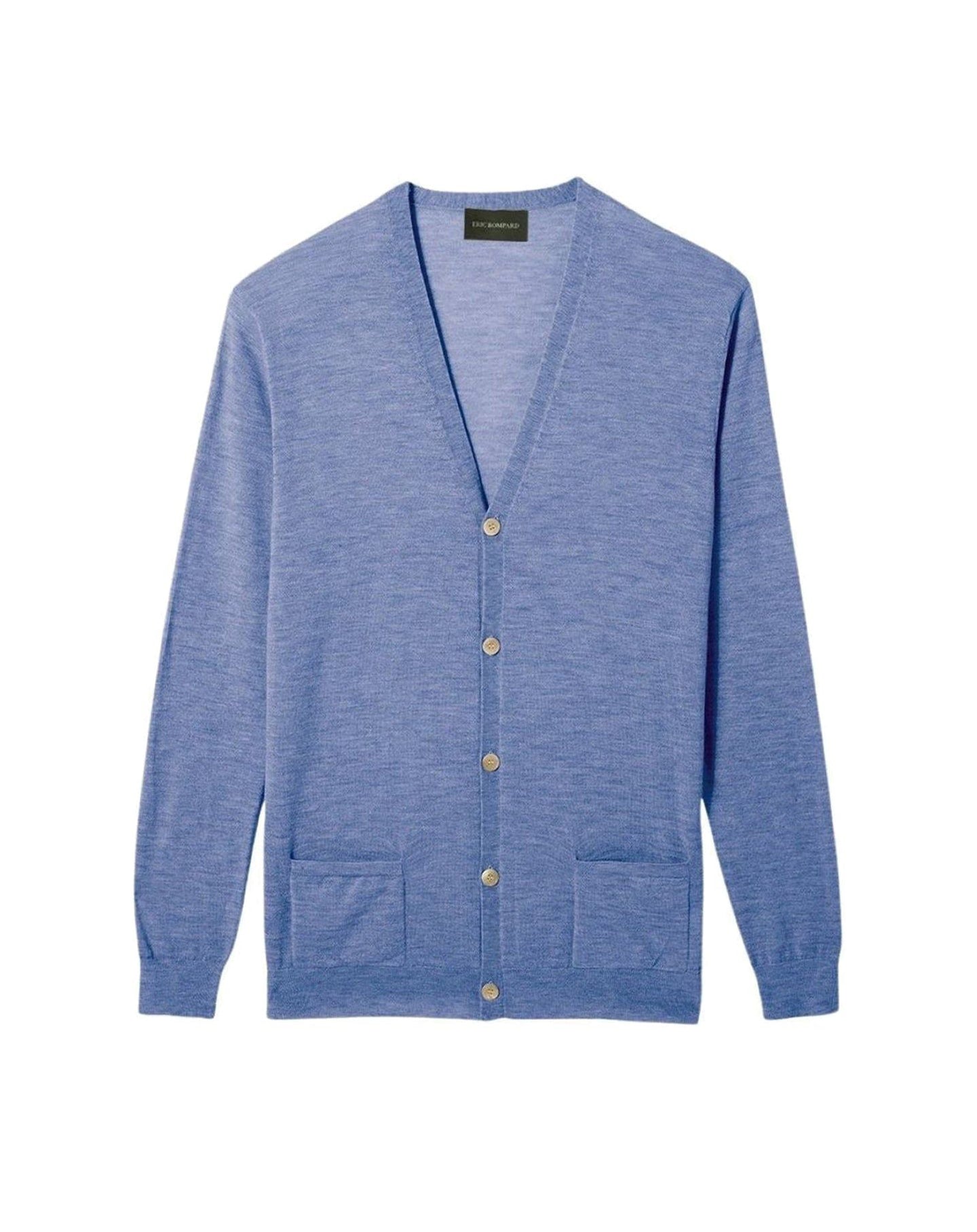 Ultra-thin cashmere cardigan with pockets - Denim