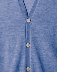 Ultra-thin cashmere cardigan with pockets - Denim