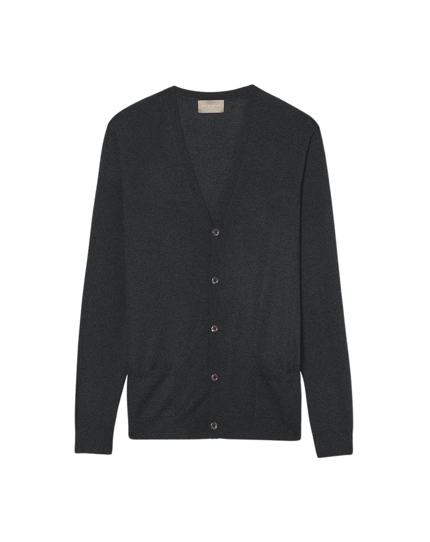 Ultra-thin cashmere cardigan with pockets - Anthracite