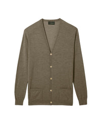 Ultra-thin cashmere cardigan with pockets - Khaki