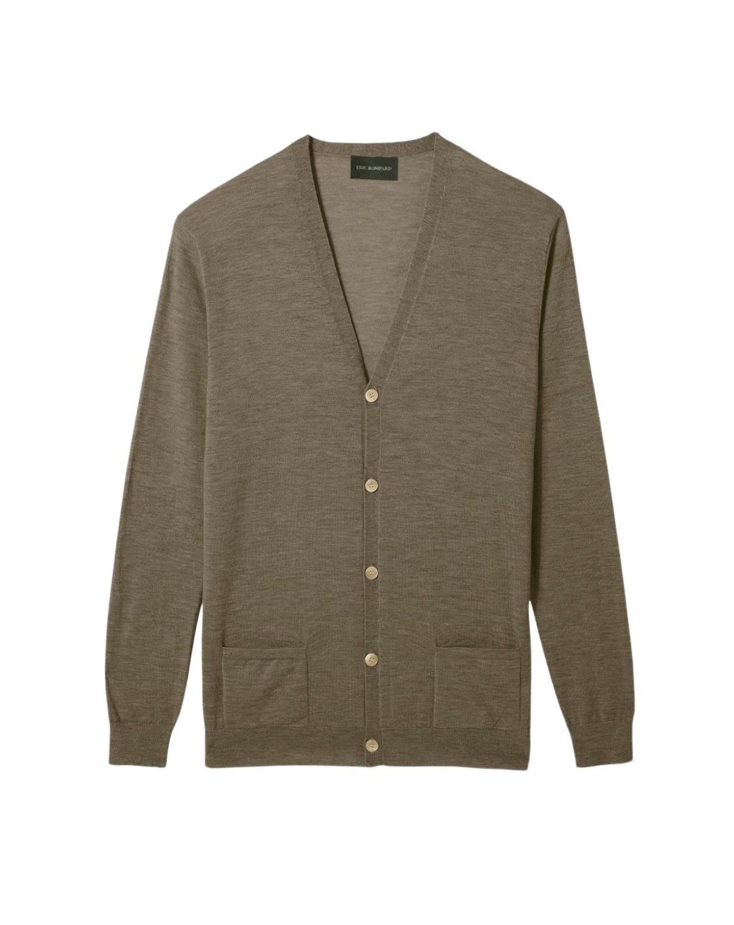 Ultra-thin cashmere cardigan with pockets - Khaki