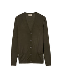 Ultra-thin cashmere cardigan with pockets - Kale