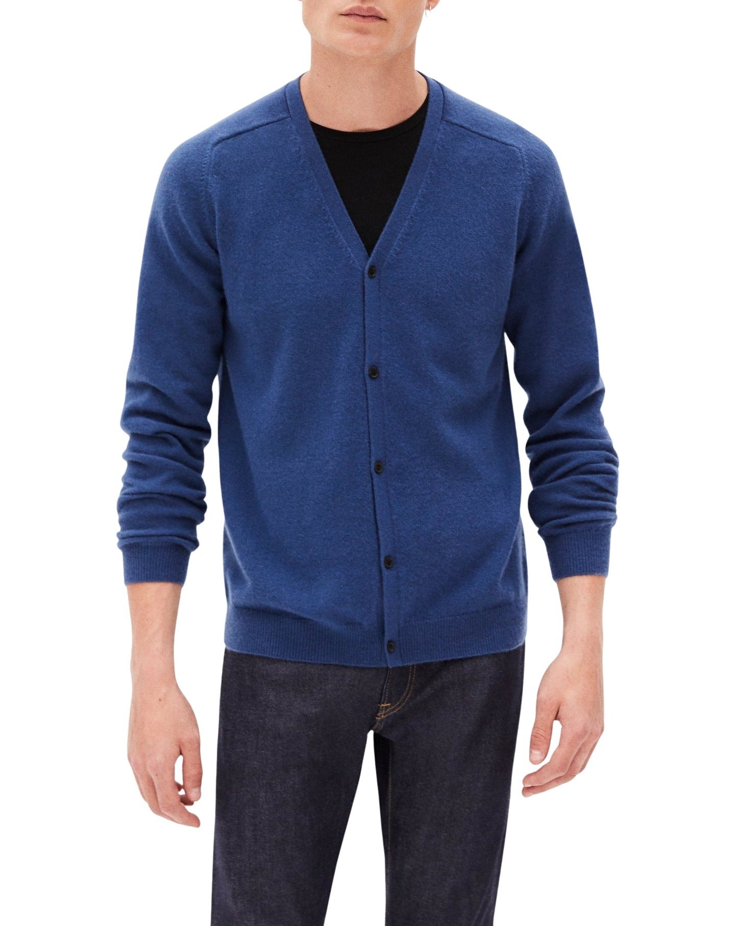 Gilet ajusté emmanchures marteau en cachemire - Indigo