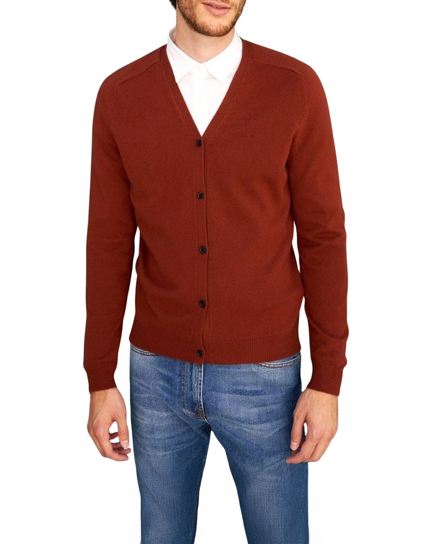 Fitted cashmere cardigan with hammered armholes - Chataigne
