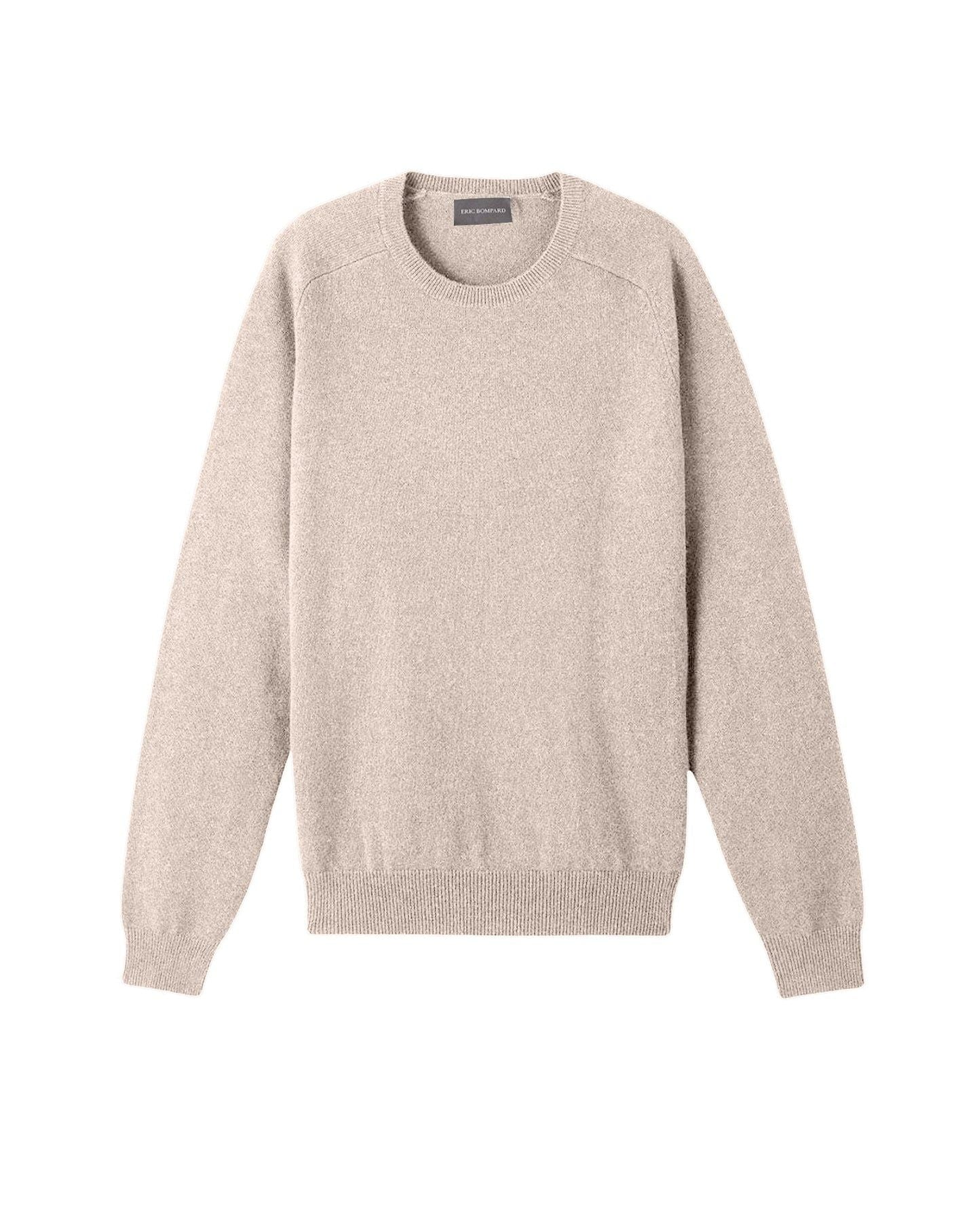 Fitted cashmere hammered armhole crew neck jumper - Oats