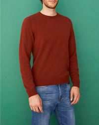 Fitted cashmere hammered armhole crew neck jumper - Chataigne