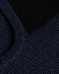 Crew-neck jumper with cashmere inserts - Navy