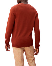 Cashmere hammer neck V-neck jumper - Chataigne