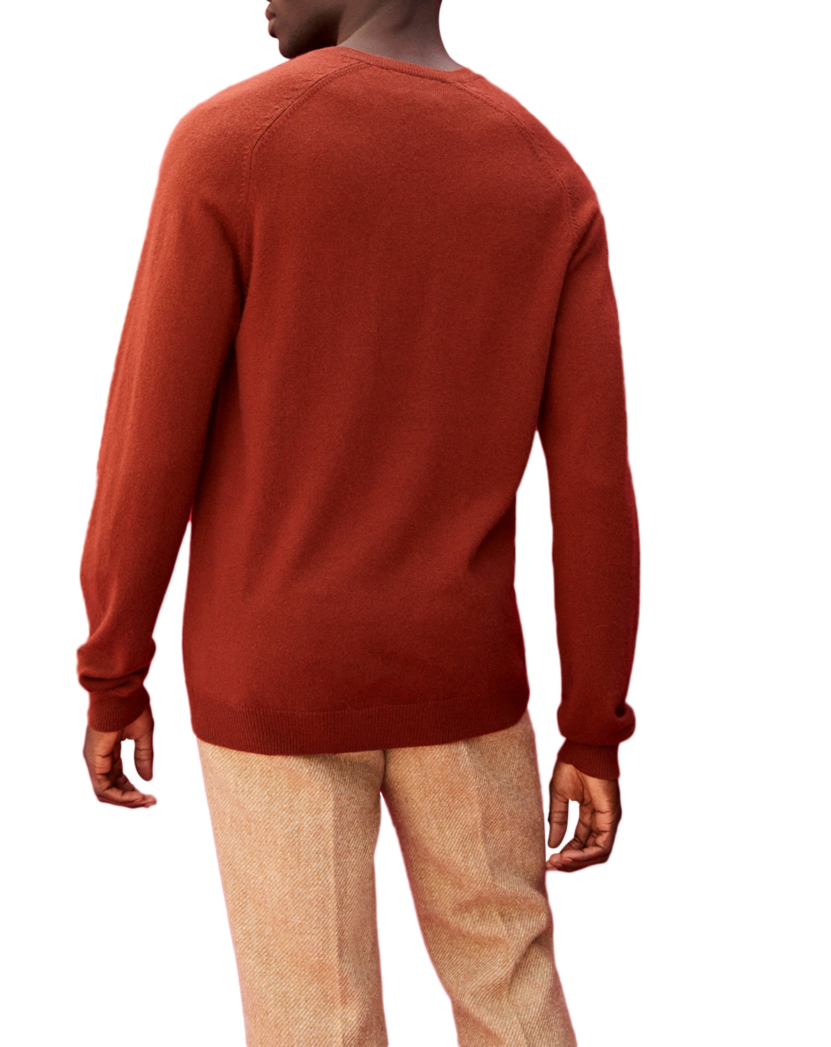Cashmere hammer neck V-neck jumper - Chataigne
