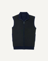 Reversible Polartec waistcoat in wool and cashmere - Navy