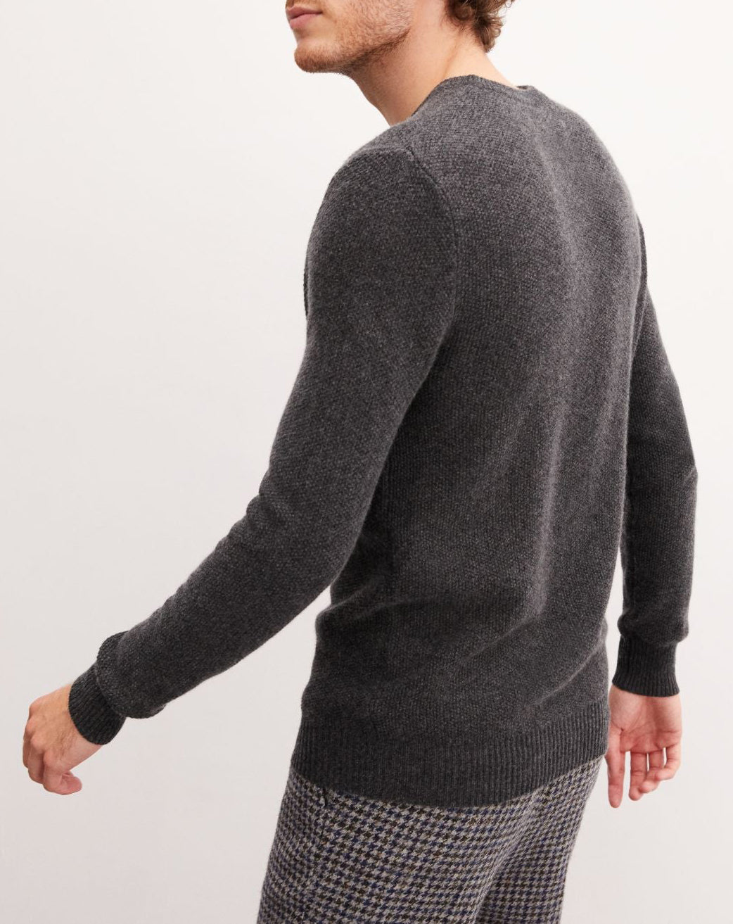 Cashmere rice-stitch crew-neck jumper - Anthracite