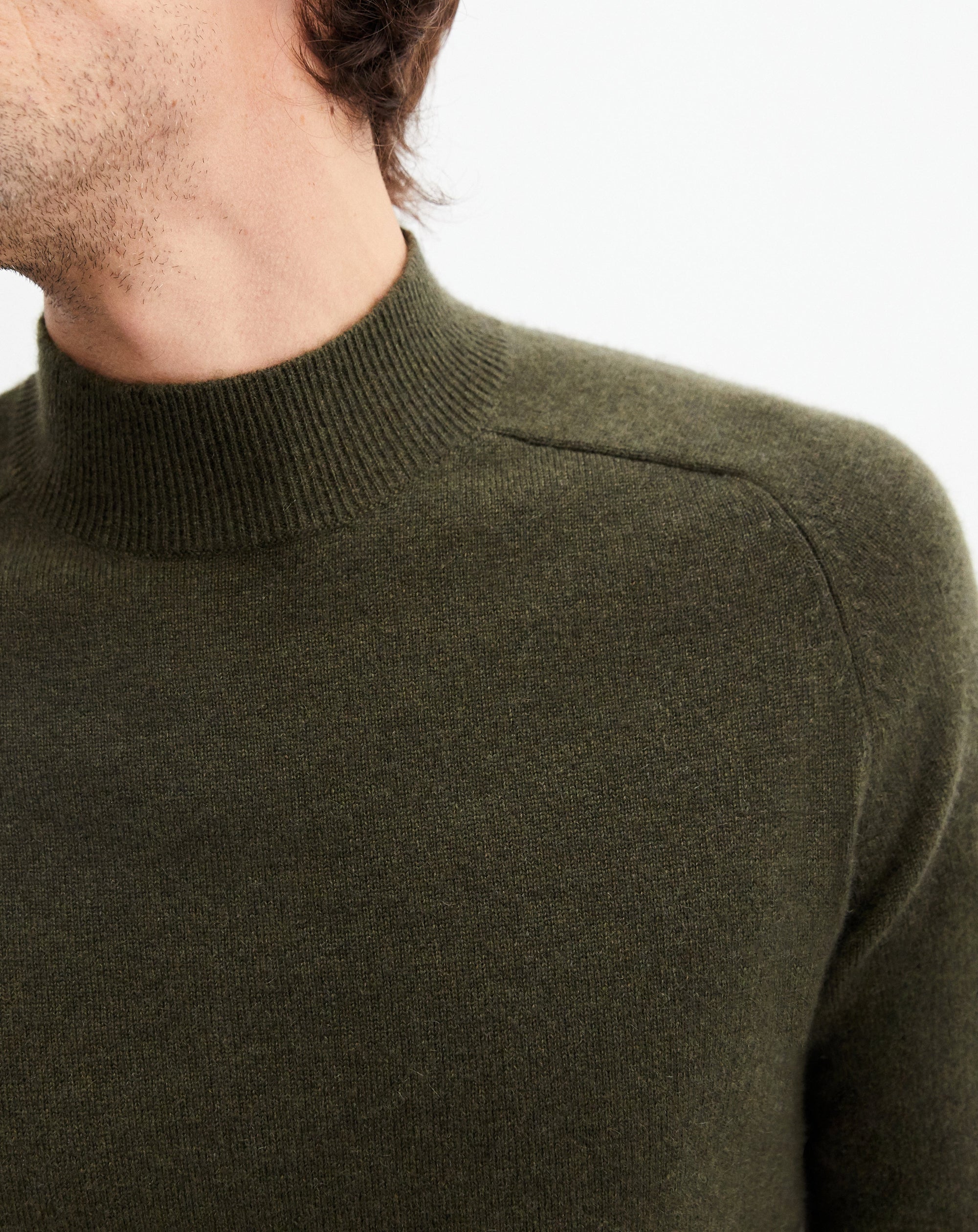 Cashmere stand-up collar jumper - Kale