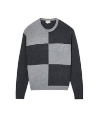Color-block cashmere crew neck jumper - Anthracite & Flannel