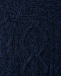 Aran cashmere double-breasted collar - Navy