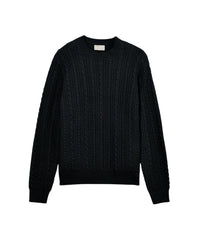 Wool and cashmere cable-knit crew neck jumper - Black