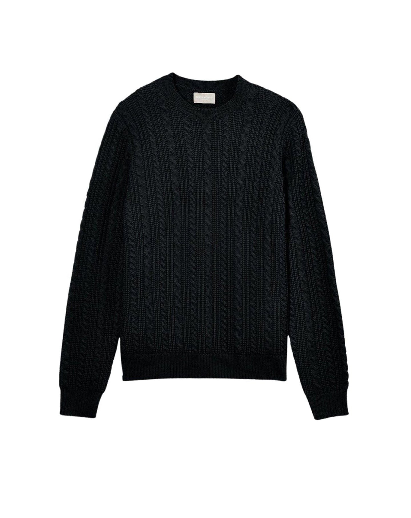 Wool and cashmere cable-knit crew neck jumper - Black