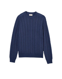 Wool and cashmere cable-knit crew neck jumper - Indigo