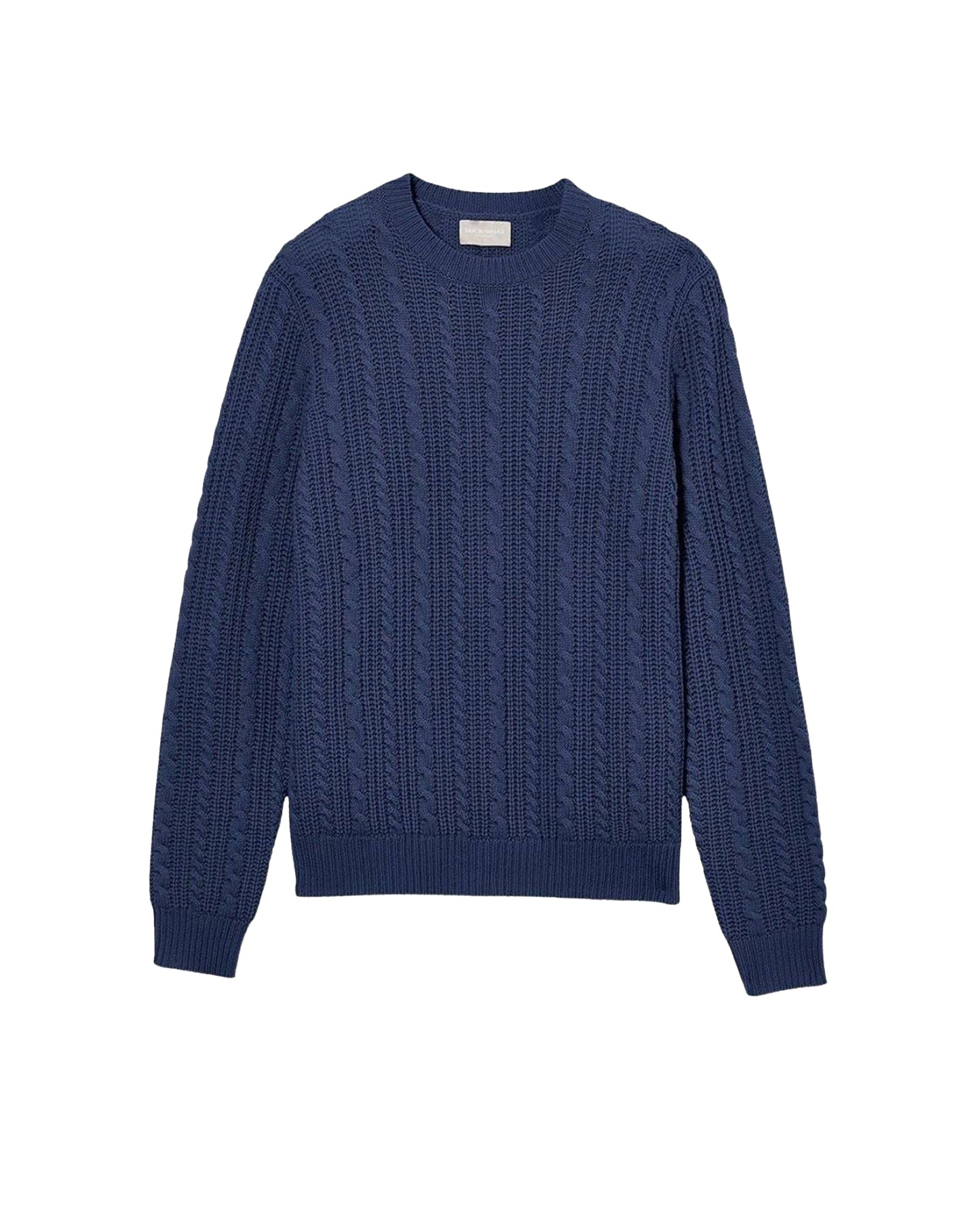Wool and cashmere cable-knit crew neck jumper - Indigo