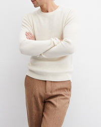 Cashmere ribbed crew neck jumper - Natural