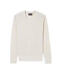 Cashmere ribbed crew neck jumper - Natural