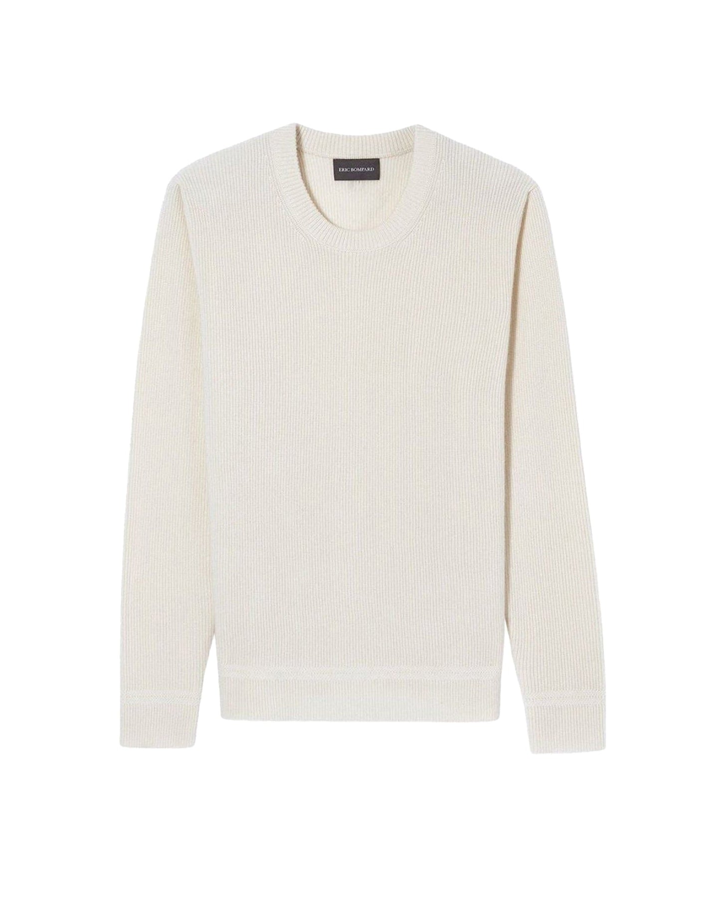 Cashmere ribbed crew neck jumper - Natural