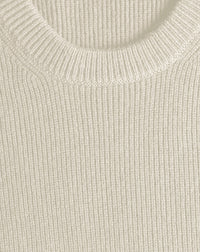 Cashmere ribbed crew neck jumper - Natural