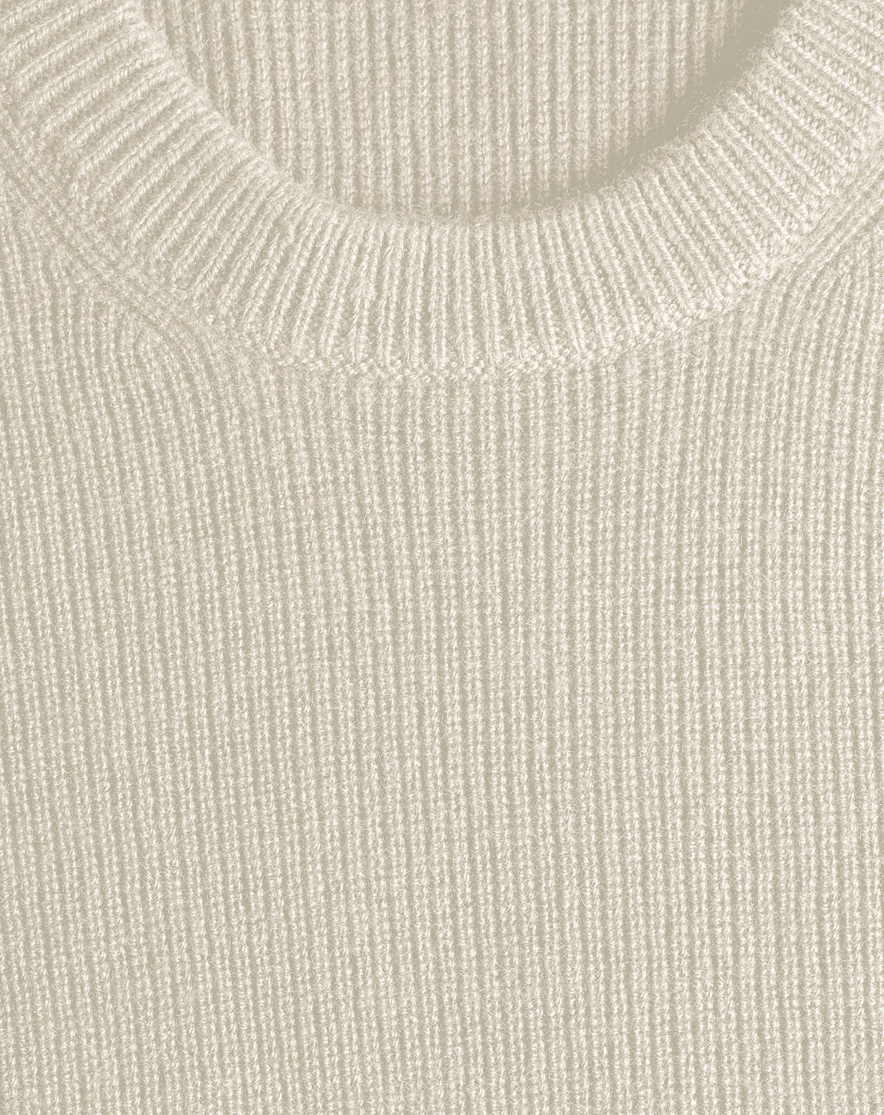 Cashmere ribbed crew neck jumper - Natural