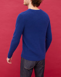 Cashmere ribbed crew neck jumper - Royal