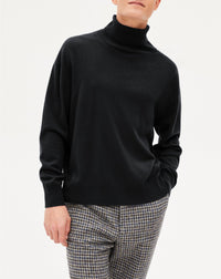 Pull col roulé en laine et cachemire - Noir