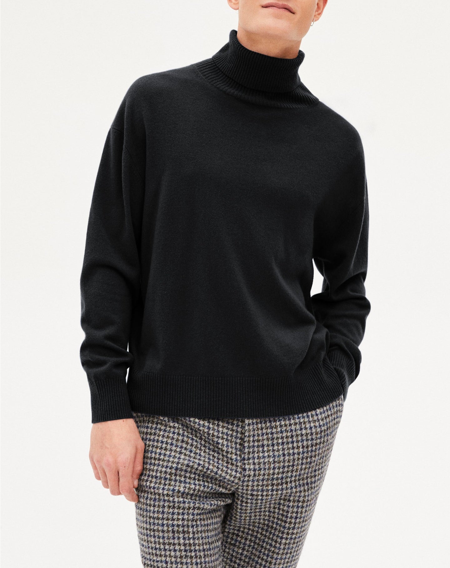 Pull col roulé en laine et cachemire - Noir