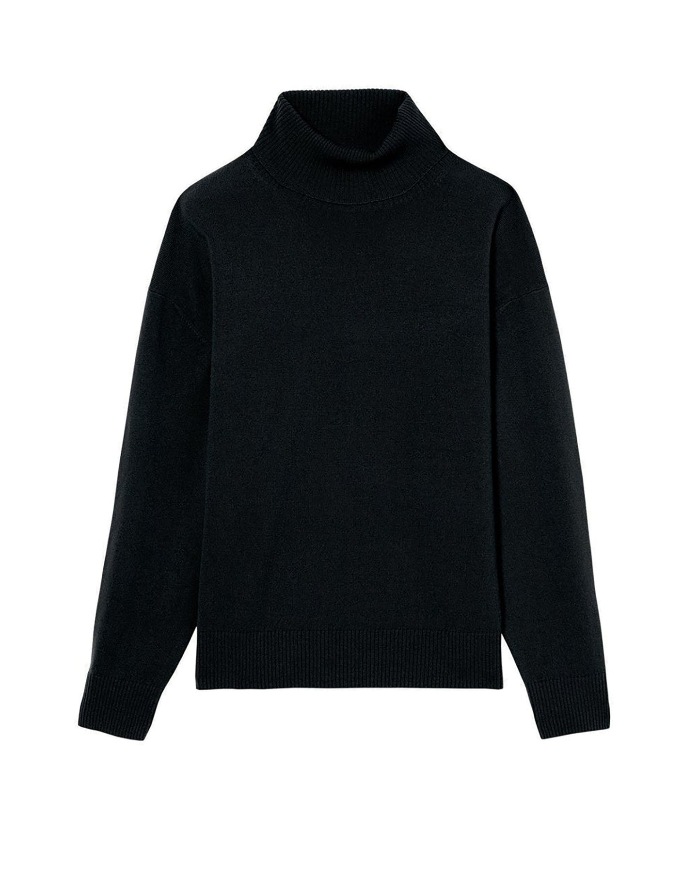 Pull col roulé en laine et cachemire - Noir